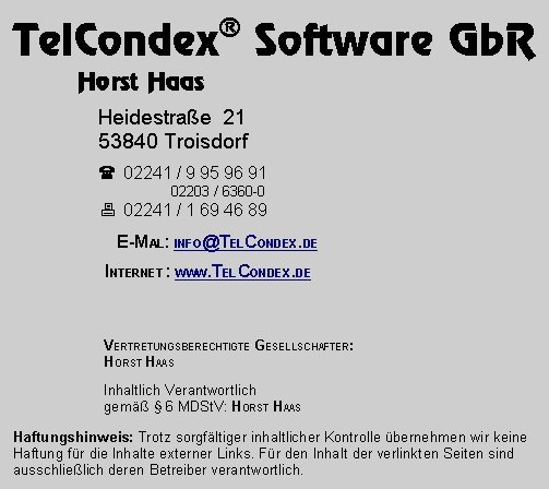 Impressum TelCondex Software